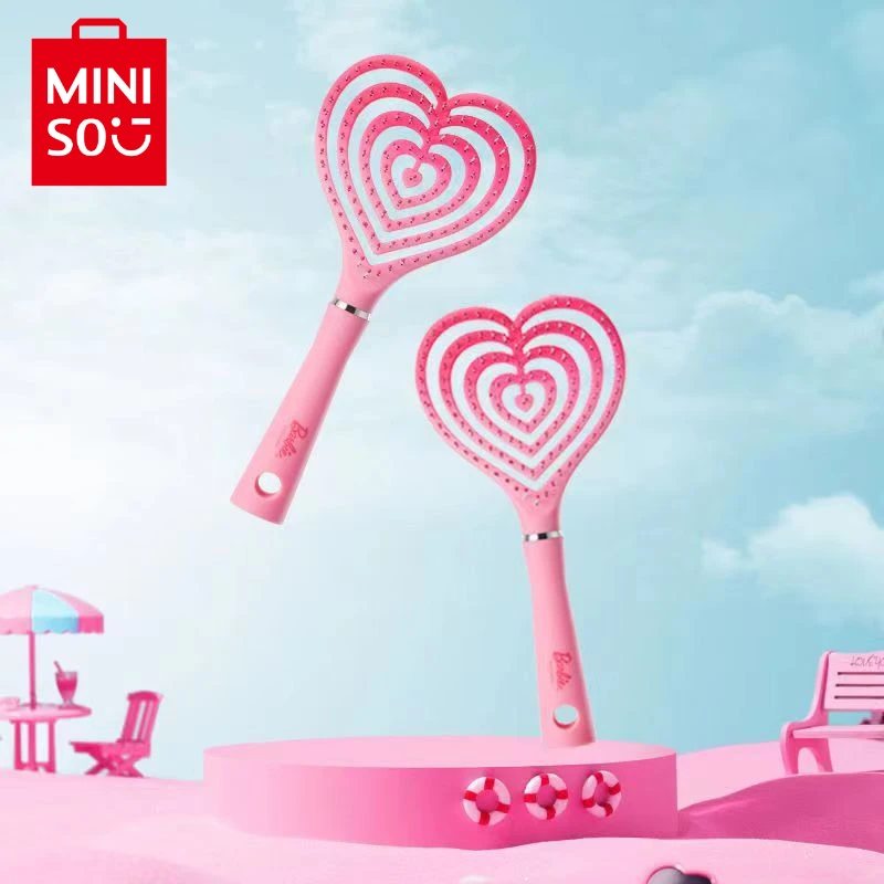 Miniso Barbie Series Love Hollow Fluffy Styling Pettine Massaggio Pettine Osseo Cute Hair Salon Strumento Di Pettinatura Ad Asciugatura Rapida