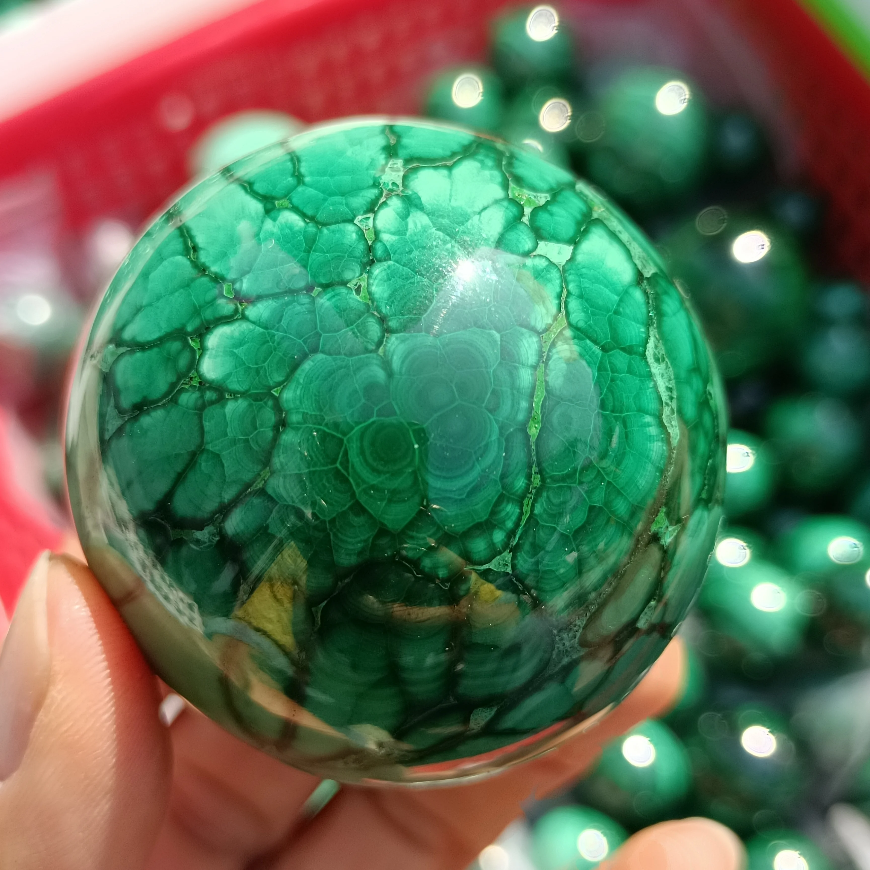 Natural Green Malachite Ball, Quartz Crystal Ore Ball, Mineral Reiki Healing, Wealth, Energy Crystal Ball 3