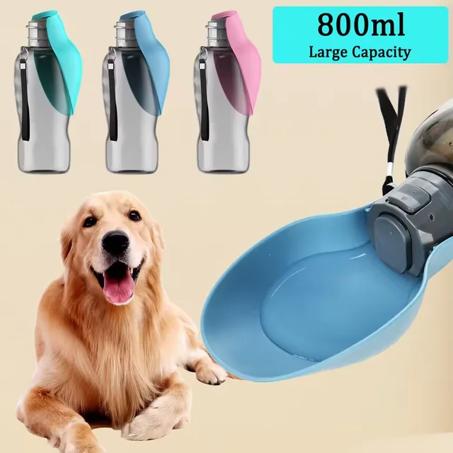 800ml large capacity dog outdoor pet water cup portable accompanying cup folding flip water feeder outdoor water bottle supplies 4