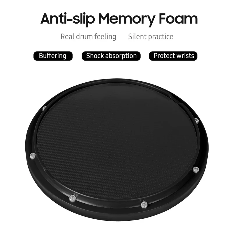 10 Inch Drum Practice Pad Silent Drum Training Pad Carbon Fiber Dumb Percussion Accessory for Professionals Beginner