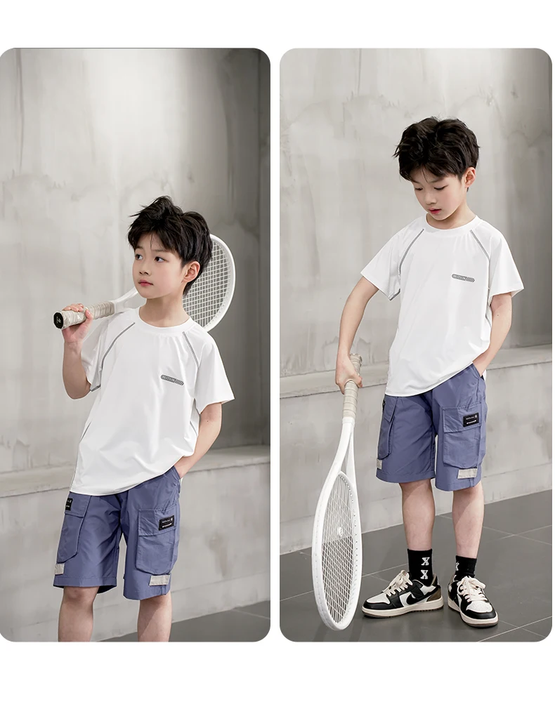 Boys Sports Wear Clothes Girls Sportswear for Kids T-shirt Toddler 4 to 12 Years Mesh Breathable Blue Pink Tees 26 Se956b63a255e4de4aca42d6162246ff4l