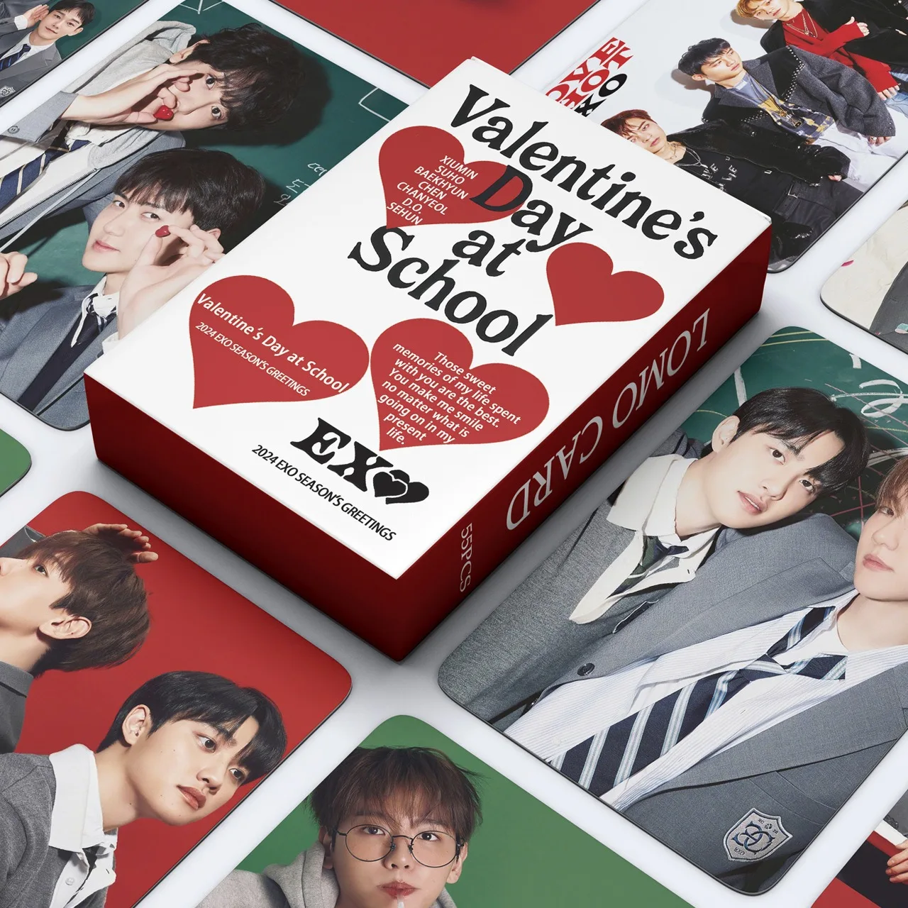 

55Pcs KPOP Boy Band EXO Photocard New Album Valentine's Day at School Photo LOMO Card EXO Cards Pictures Fans Gift