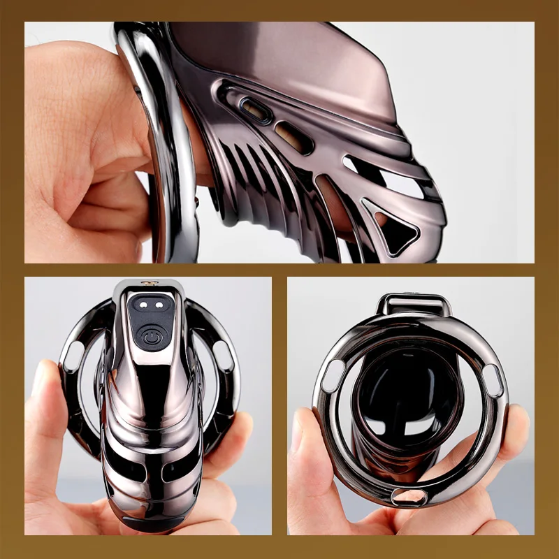 Remote Control Electric Shock Male Penis Chastity Cage E-stim Intensities Cock Cage with 4 Active Rings Adult Sex Toys for Men