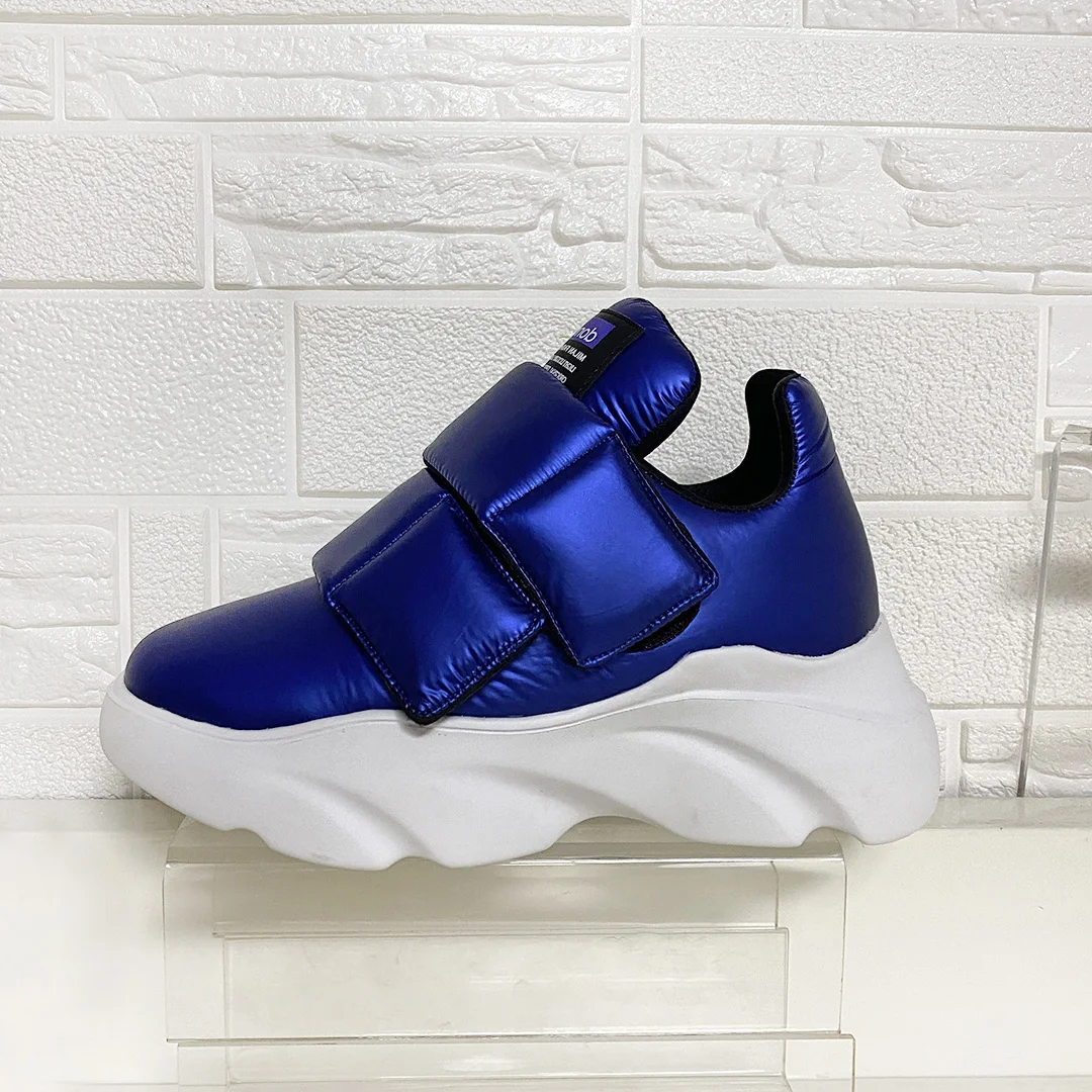 

DONNAIN 2022 New Winter Casual Platform Sneakers Women Trendy Electric Blue Waterproof Down Cloth Warm Chunky Bread Shoes