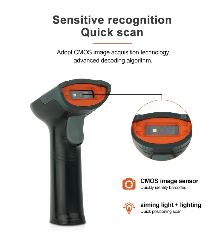 2D Bluetooth Wired and Wireless Barcode Scanner for PDF417 QR BarCode Reader Support Mobile iPAD Logistic