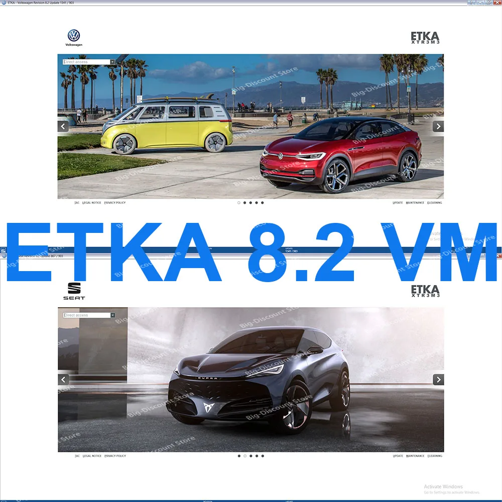 

ETKA 8.2 software Newest Repair Software Group Vehicles Electronic Parts Catalogue for A-udi for V-W Virtual Machine Version