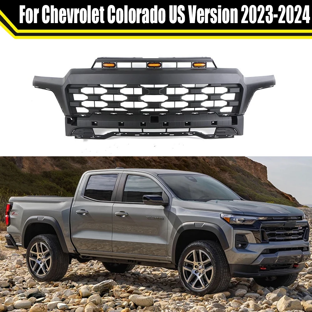 

Car Front Grille With Led Lights Fit For Chevrolet Colorado US Version 2023 2024 Auto Racing Grills Upper Bumper Guard Grid