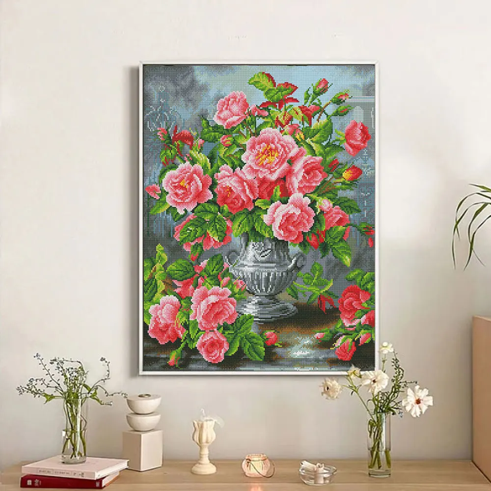 DIY Cross Stitch Sunflowers Cotton Thread Painting Embroidery Kits 14CT Home Decoration