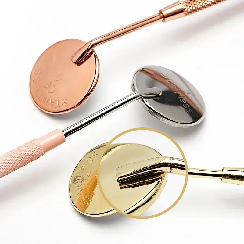 1pcs 다기능 검사용 스테인레스 스틸 속눈썹 연장 거울 긴 손잡이 확대 속눈썹 거울 미용 메이크업 용품