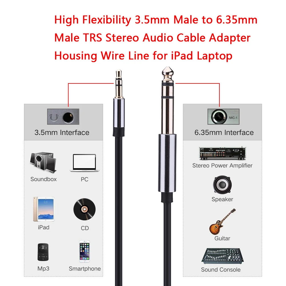  ׷  AUX  Ŀ  ̺, 3.5mm -6.35mm
