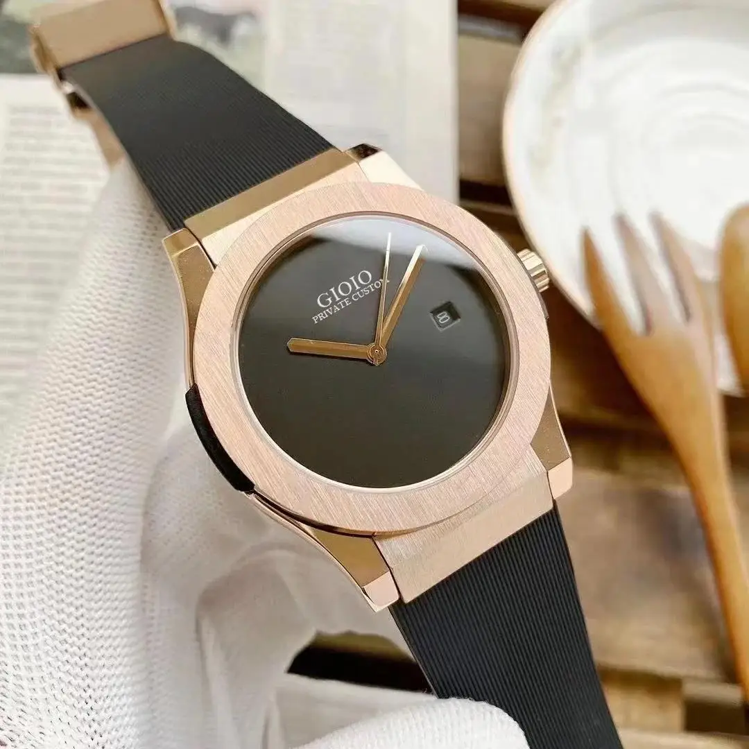 

Luxury New Men Automatic Mechanical Watch Stainless Steel Rose Gold Black Rubber Leather