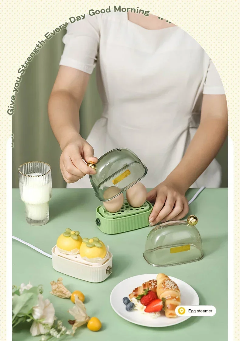 Description Picture 3 of item120W 220V Electric Egg Boiler Poacher Automatic Power Off Mini Breakfast Machine Egg Cookers 2 Eggs Portable Food Steamer