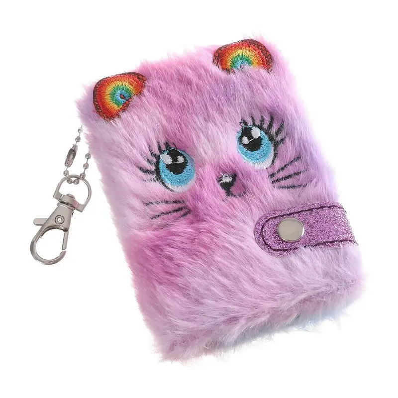 

Plush Diary Cute Cat Plush Diary With Keychain Kids Notebooks For Girls Sequined Design Gift Writing Journal Lined Pages