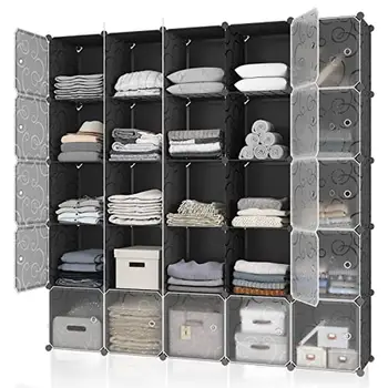 25 Cube Stackable Storage Organizer Cabinet Clothes Toys Bags Portable Closet Shelf Home Organization and  Solutions 1