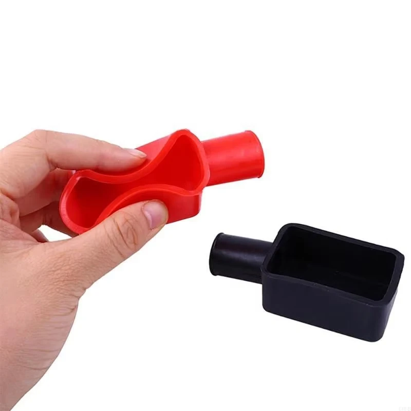 Battery Terminal Cover Car Battery Pole Positive And Negative Protection Cover Soft Plastic Flexible Battery Terminal Insulator Protective 1Pair