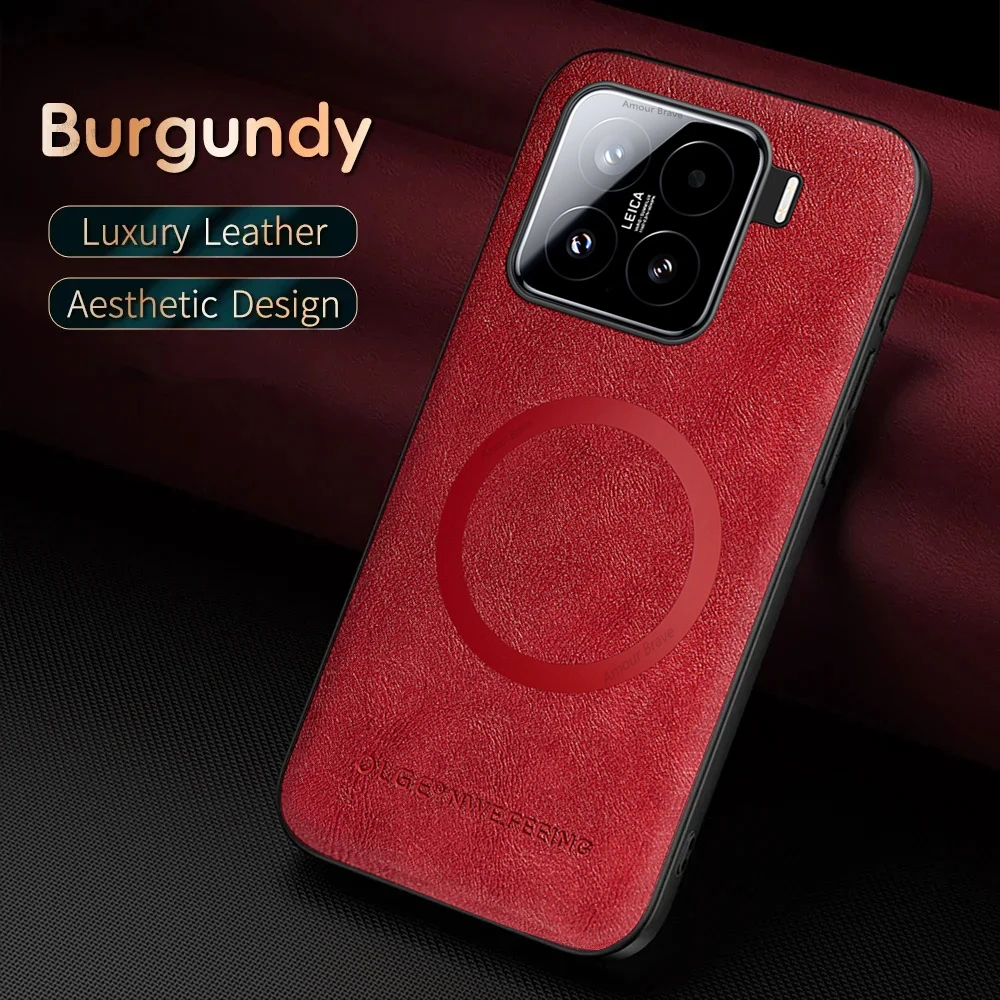 Luxury Leather Magnetic Phone Case with Magsafe Cover
