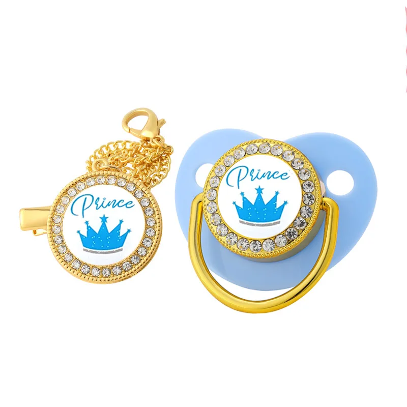 Baby Pacifier Clips Crown Princess Prince Pacifiers Holder Silicone Infant Nipple Teether Bpa Free Newborn Shower Gifts