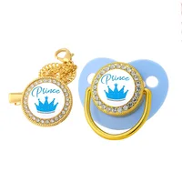 Luxury Baby Pacifier Clips Crown Princess Prince Pacifiers Holder Silicone Infant Nipple Teether Bpa Free Newborn Shower Gifts 2