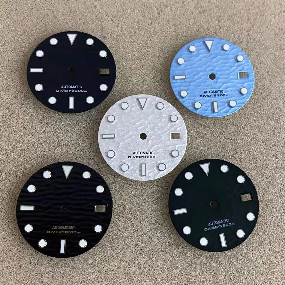 

Wavy stripe dial NH35 NH36 green luminous S dial 28.5mm white blue black green gray dial modify watch accessories