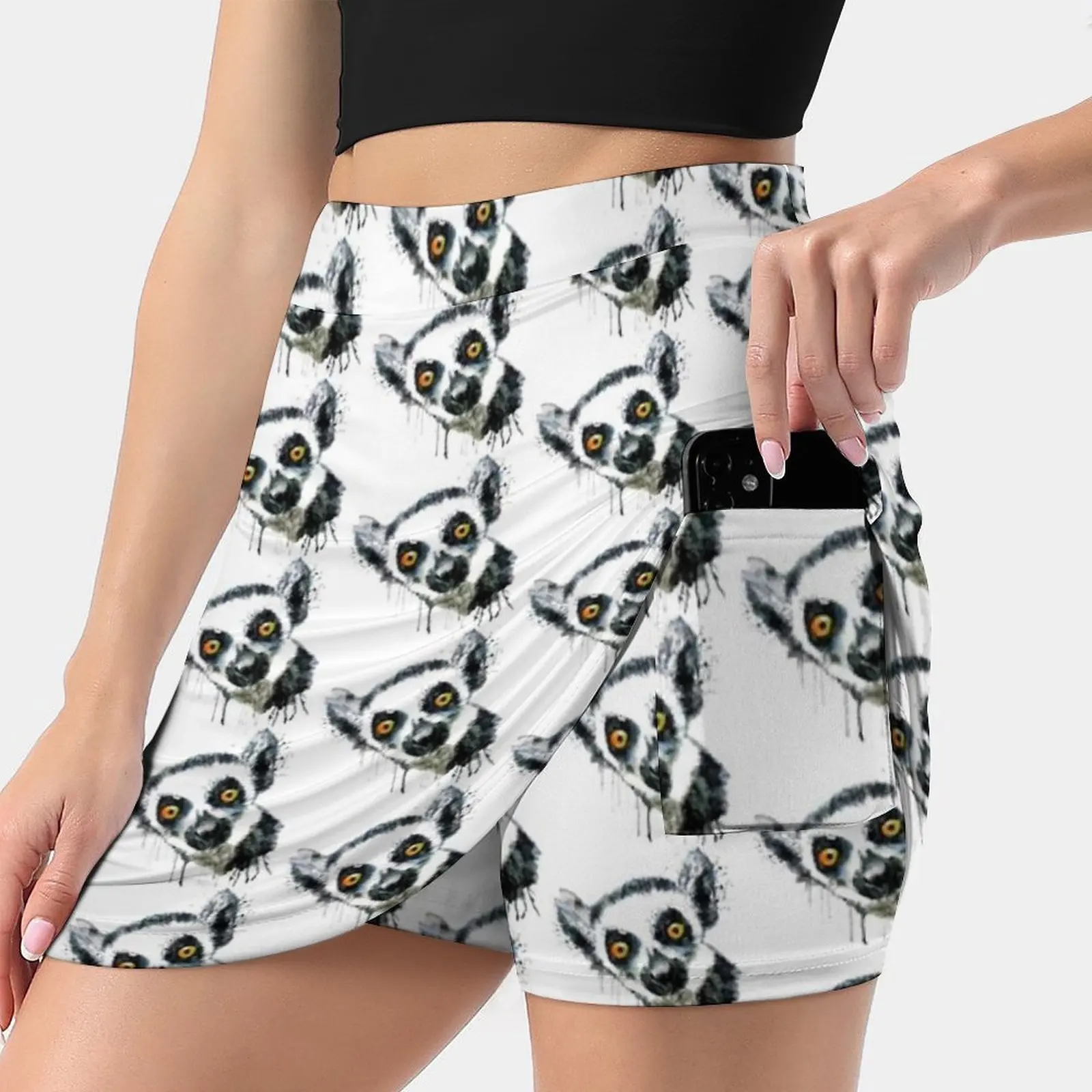 

Lemur Head Women's skirt Sport Skort Skirt With Pocket Fashion Korean Style Skirt 4Xl Skirts Lemur Head Face Cute Funny