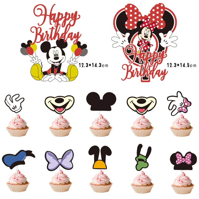 Cake topper Mickey Minnie Happy Birthday Dekora