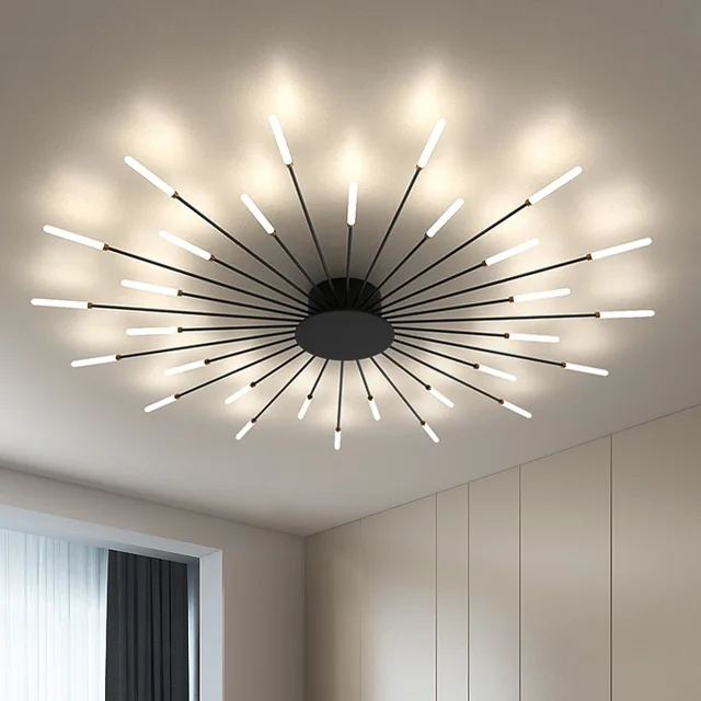 Iluminación de techo nórdica para sala de estar, dormitorio, cocina, accesorio de iluminación de techo Led, decoración de fuegos artificiales para interiores, luces de techo 2