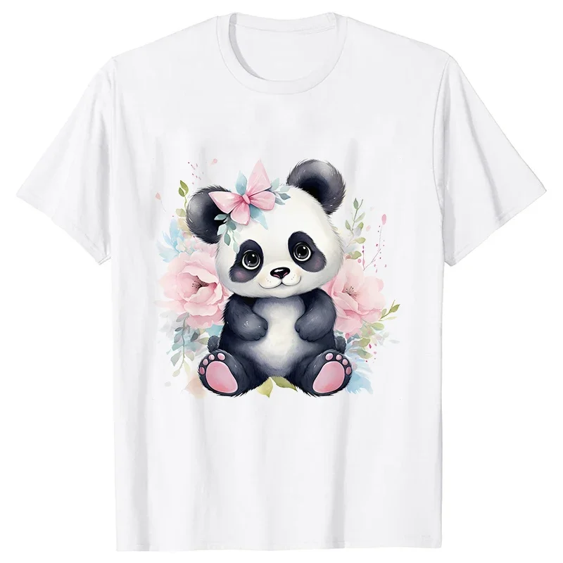 Cute Panda Printed T-Shirt Women Summer Short Sleeve Y2k Tops Fashion Hip Hop Tee Clothes Breathable Comfortable Casual T Shirt 3