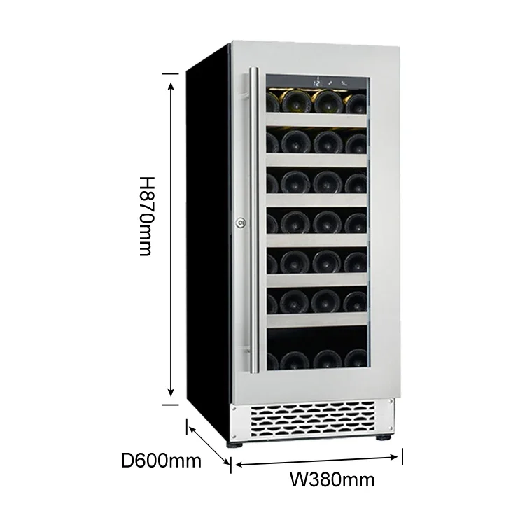 Single Zone Built-in Wine Cooler 35 Bottles Wine Refrigerator