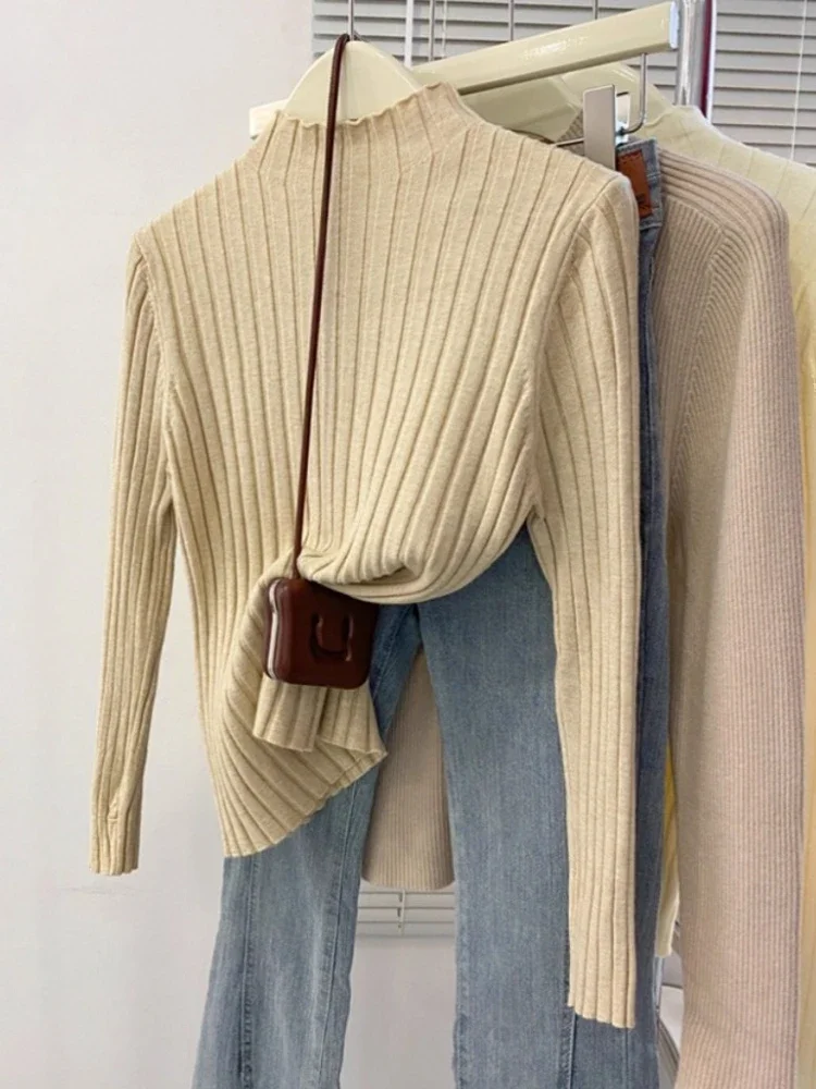 Zjaiss Women Knitted Sweater Autumn Winter 2025 Pullovers Turtleneck Long Sleeve Slim Versatile Basic Solid Female Sweaters - Image 4