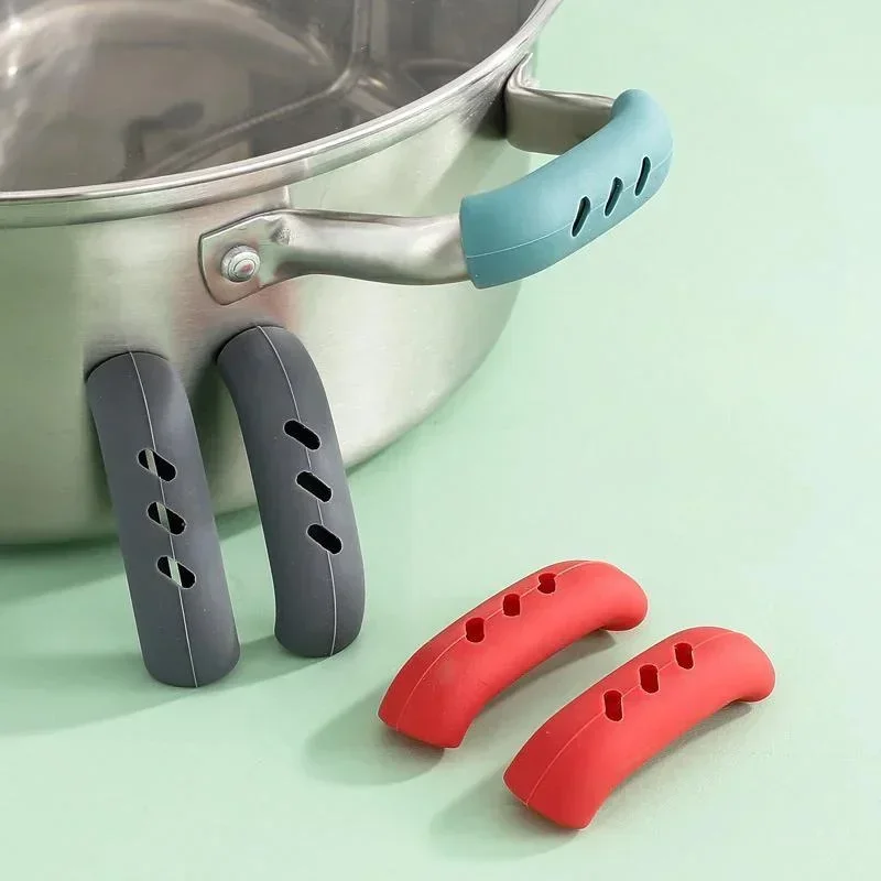 Silicone Pan Handle Cover Heat Insulation Covers Pot Ear Clip 2Pc