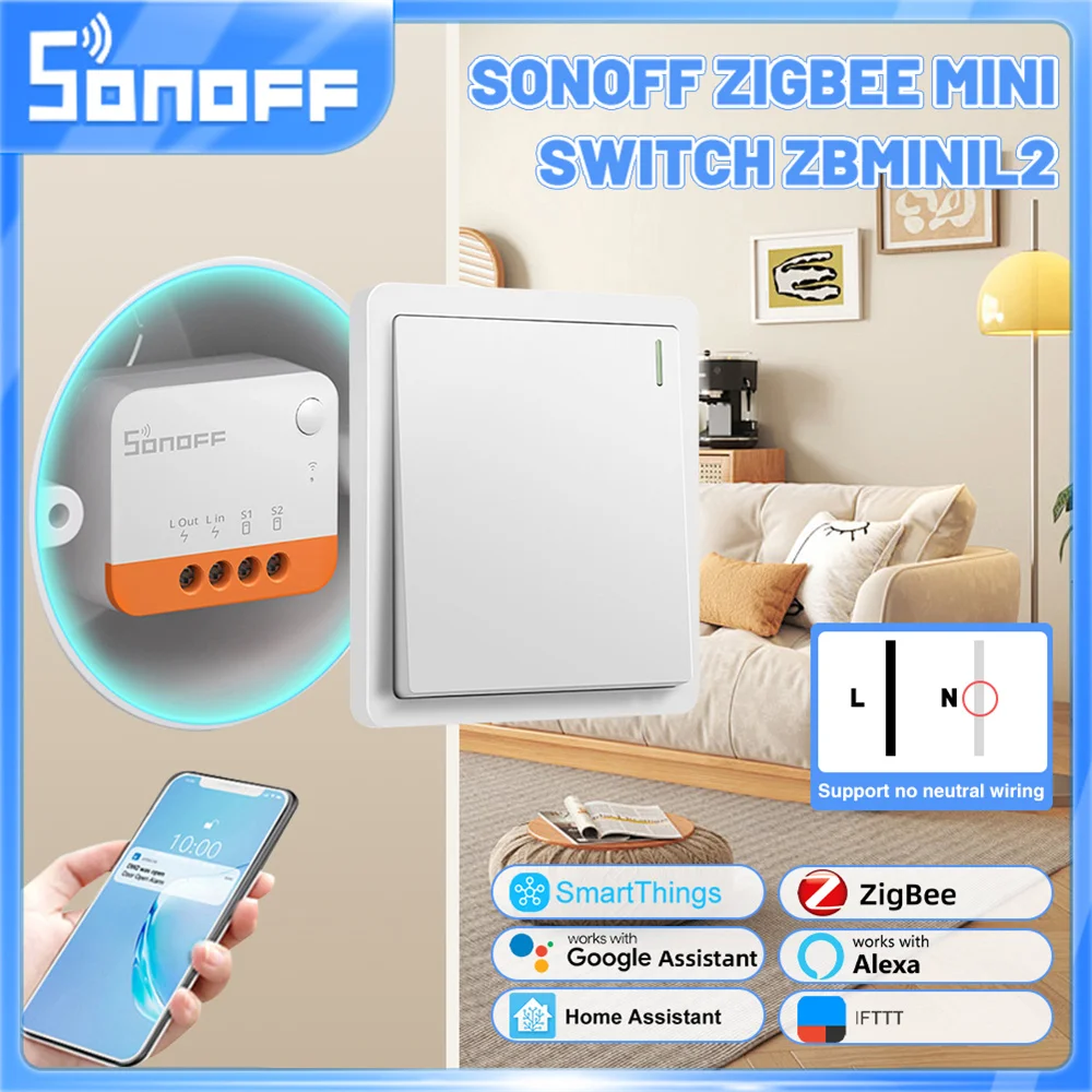 1/10 SONOFF ZBMINI-L2 No Neutral Wire Required Extreme Zigbee Smart Switch Via Alexa Home Assistant Zigbee2MQTT Smartthings HUB smart switch