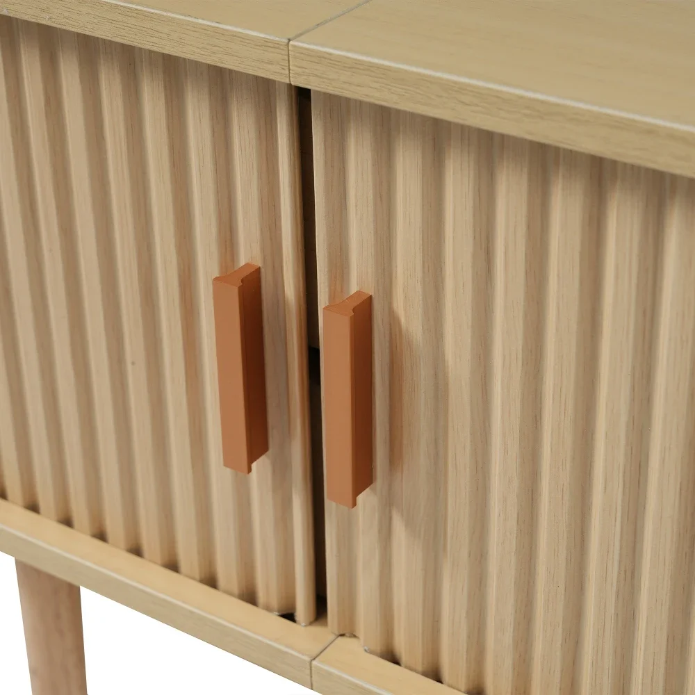 175 x 40 x 42 cm TV-Schrank mit Stauraum + runder Tischplatte aus MDF-Holzschnitzerei, 2 Schubladen, Wohnzimmermöbel, Tragfähigkeit 30 kg – Detail 17