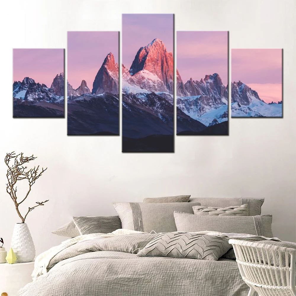 

5 Pieces Wall Art Canvas Landscape Poster Nature Mount Fitz Roy Wallpaper Painting Living Room Picture Print Bedroom Home Decor