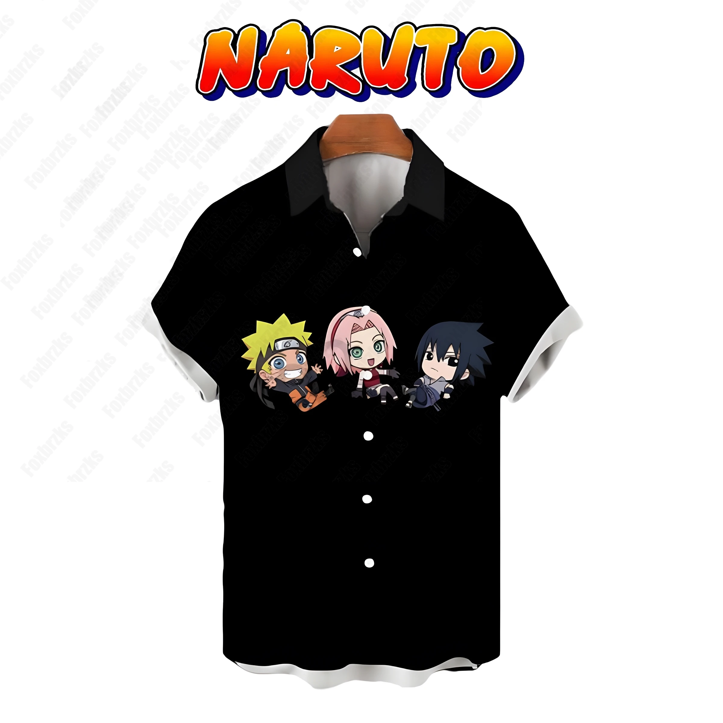

Men's Clothing Shirt Fashion Tops Naruto High Quality Shirts Oversized Seaside Trip Anime Summer Streetwear 2024 Beach Style Y2k