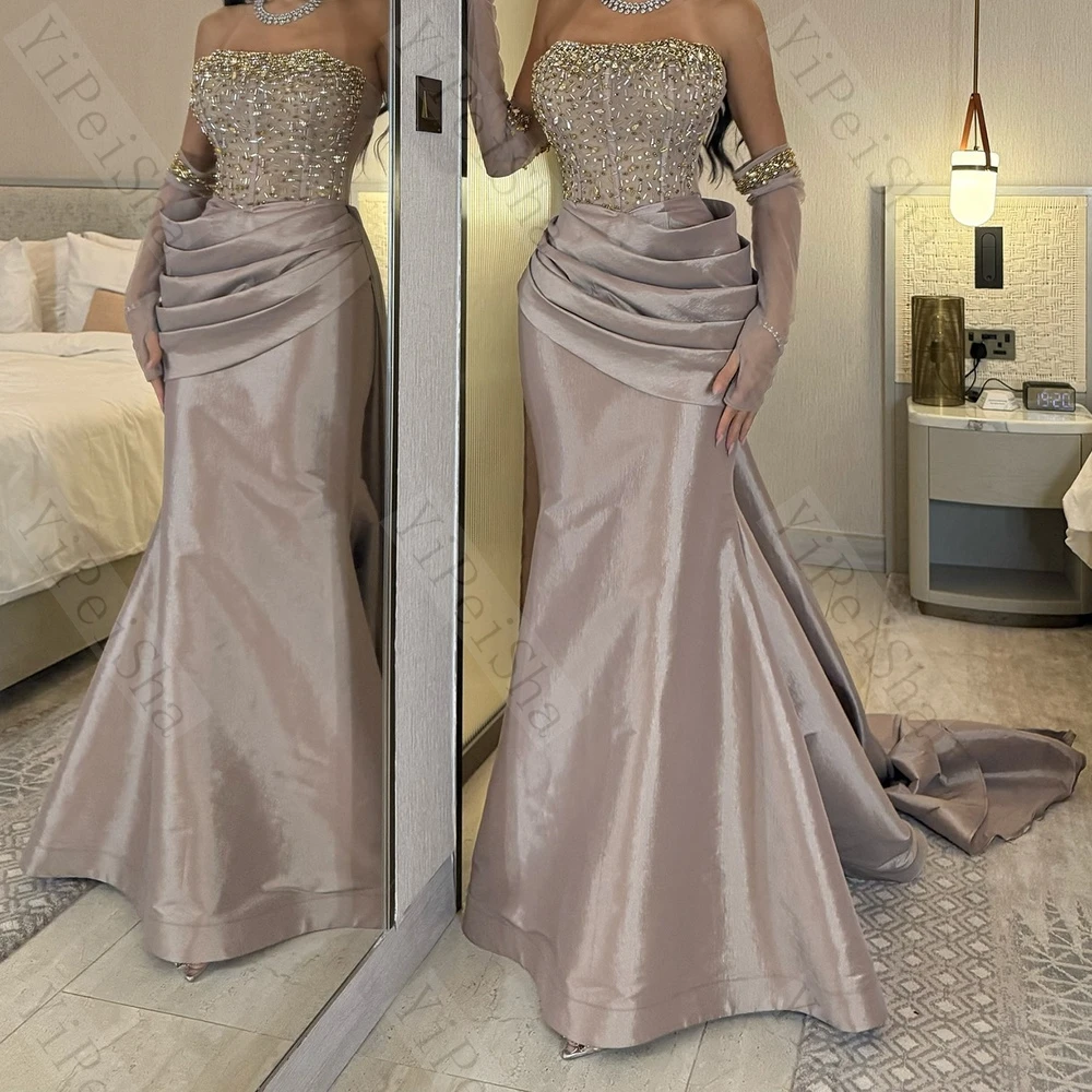 فساتين سهرة حورية البحر مخصصة بطول الأرض بدون حمال...