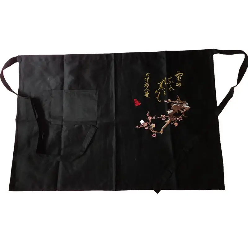 Japanese Apron Cuisine Half Body Waist Unisex Kitchen Chef Restaurant Waiter Work Clothes Embroidered Short Bottoms Uniform New Kitchen Apron Cooking Apron Chef Apron Hat Set