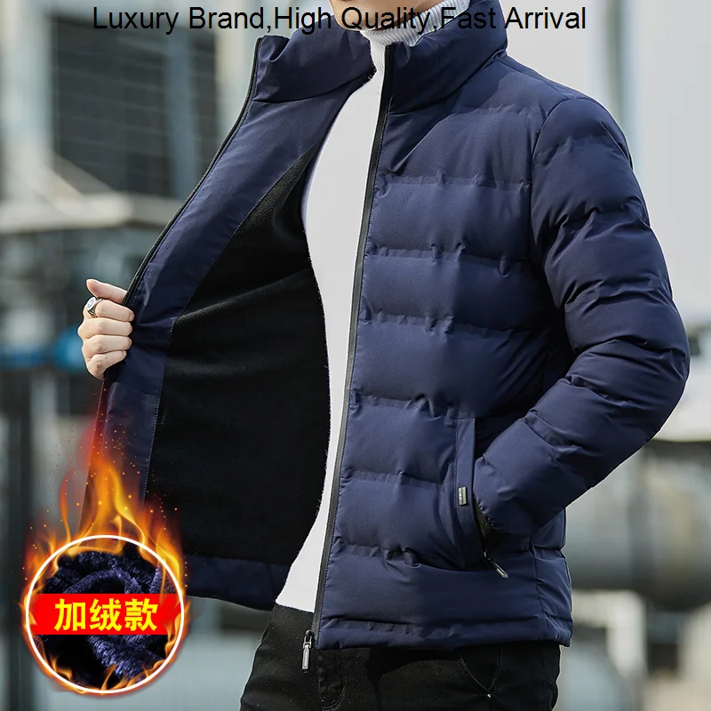 

Winter Autumn Men Jacket Thicken Warm Cotton-padded Coat Slim Fit Stand Collar Zipper Selling Mens Jackets Saco