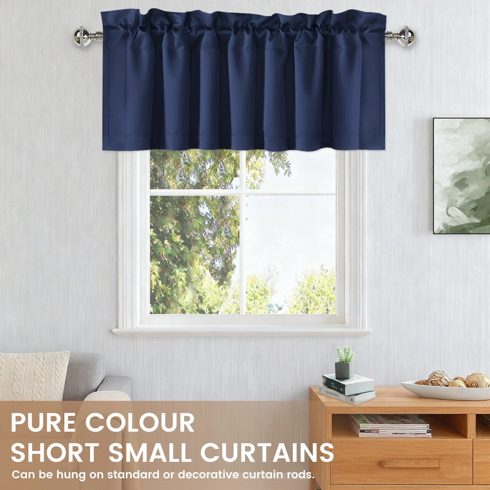 2/4pcs Valances Curtains For Windows, Rod Pocket Small Blackout Valances Curtain for Kitchen Bedroom Bathroom Window Toppers