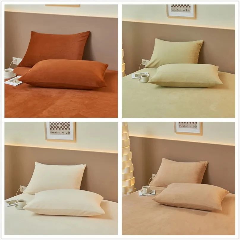 

Velvet Pillowcase Solid Color Pillowslip funda cojin Rectangle Pillows Cover 48x74cm Cushion Covers 2pcs Pillow Case
