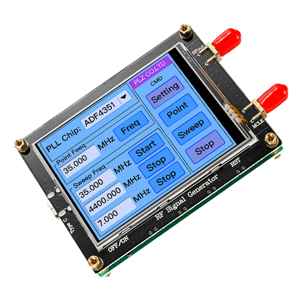 

Touch Screen ADF4351 35M-4.4G RF Signal Generator PLL Sweep Frequency Generator RF Signal Generator With USB Cable SMA Female