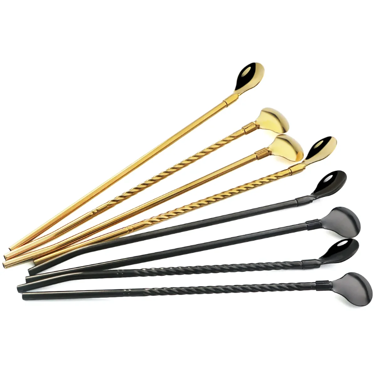 Premium Reusable Stainless Steel Straw Spoon Set - Eco-Friendly Drinking Accessories with Cleaning Brush