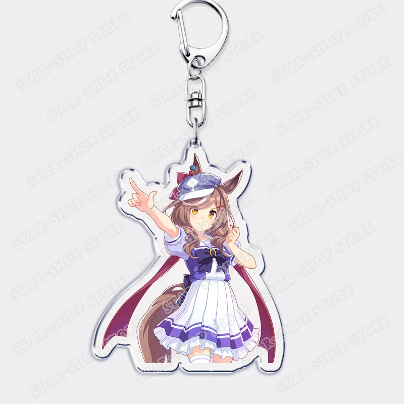 액세서리 가방 애니메이션 소녀를위한 뜨거운 Uma Musume 예쁜 더비 열쇠 고리 	 열쇠 고리 반지 팬 선물 열쇠 고리