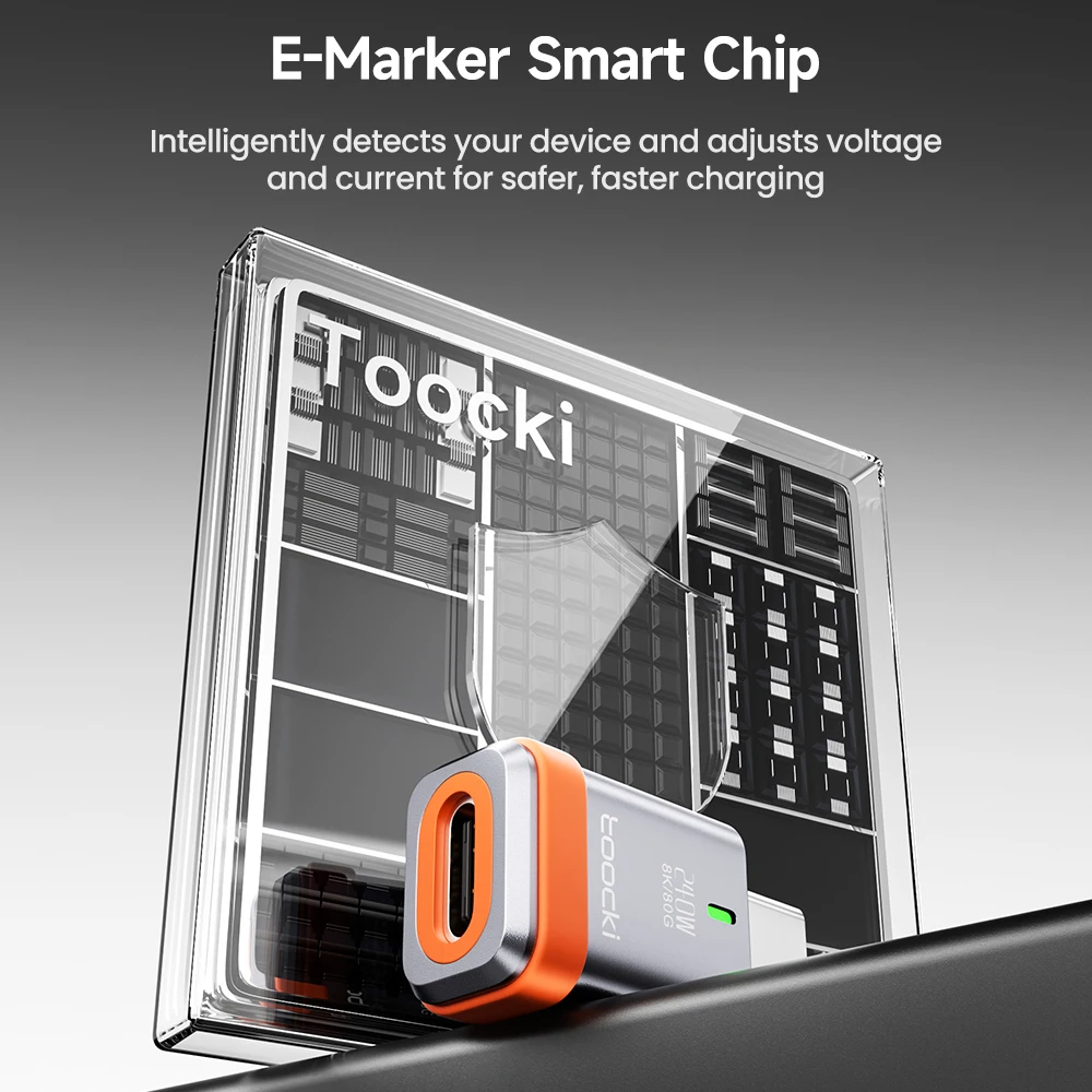Toocki USB4.0 240W 고속 충전 OTG 어댑터 80Gbps 데이터 어댑터 90도 USB 타입 C 컨버터 (휴대폰, 맥북, 노트북용) 8K@60Hz 지원