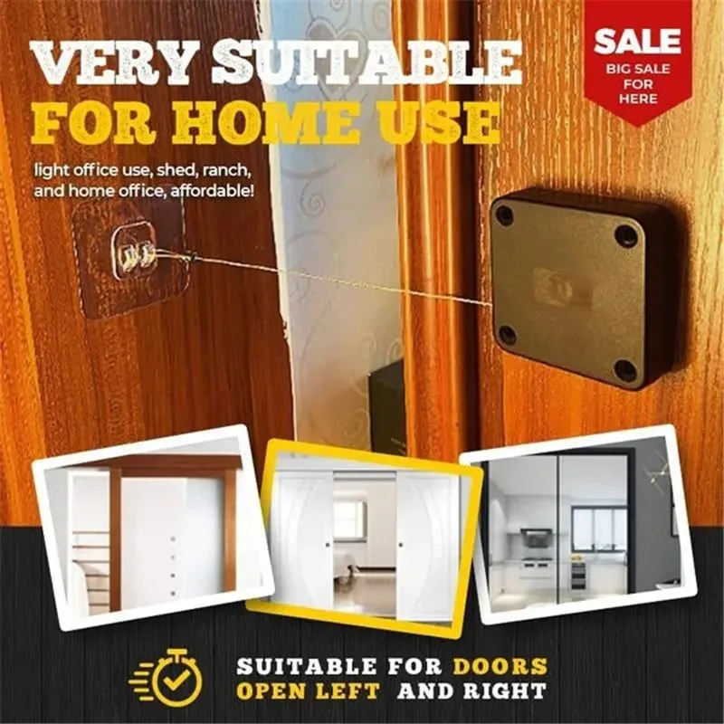 Pull Automatic Door Closer Automatic Sensor Door Closer Stable Automatically Close Punch-Free Steel Rope door closer