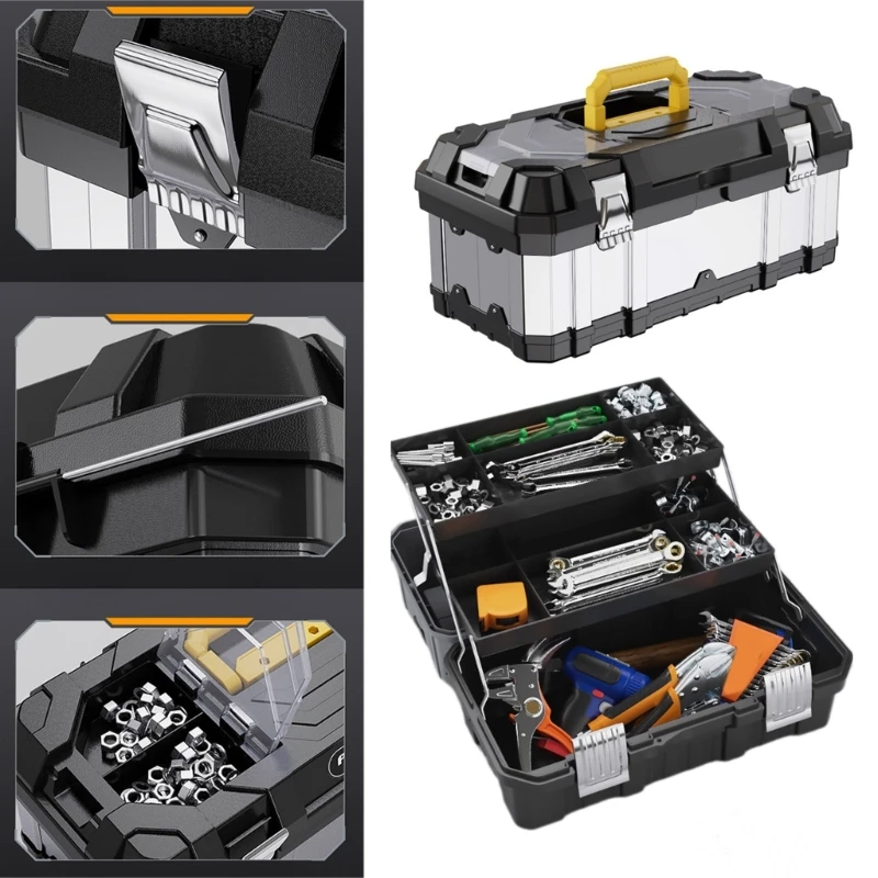 Industrial Tool Bag Suitcase Stainless Steel Tool Box Large capacity Portable Electrician Hardware Storage Box