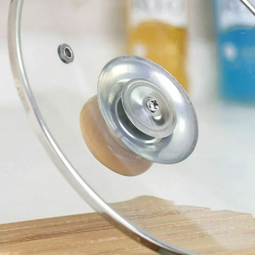 Wood Handle Pot Lid Knob It Can Be Used For Frying Pans 2.24 X 1.54inch Accessories Screw Gasket Stainless Steel