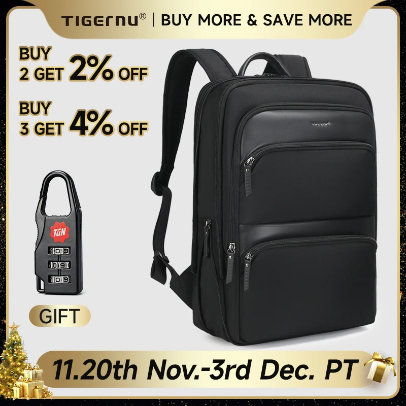 Tigernu T-B9121 Expandable Travel Backpack Waterproof Male 15.6 inch Laptop  Mochilas Knapsack