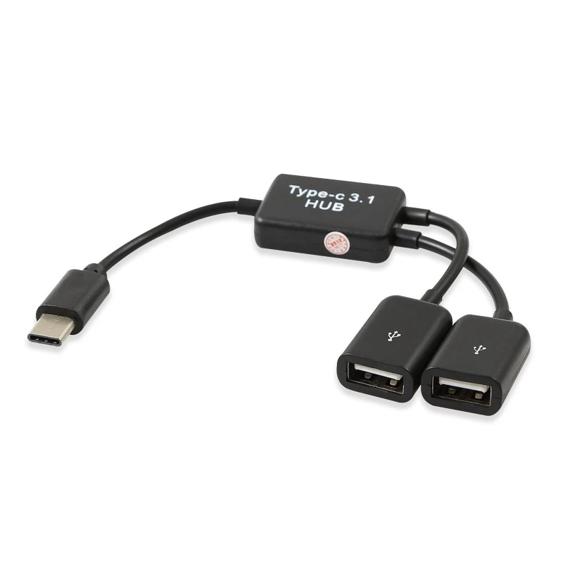 Type C to 2 USB Port Splitter Multi Hub Converter Multiple Hub Dual Double USB Port Cables Drag Two Ports Connector