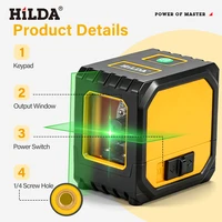 HILDA niveau Laser vert 2 lignes lignes transversales auto-nivelantes, chargement USB de taille Mini pratique à transporter des faisceaux haute visibilité 6
