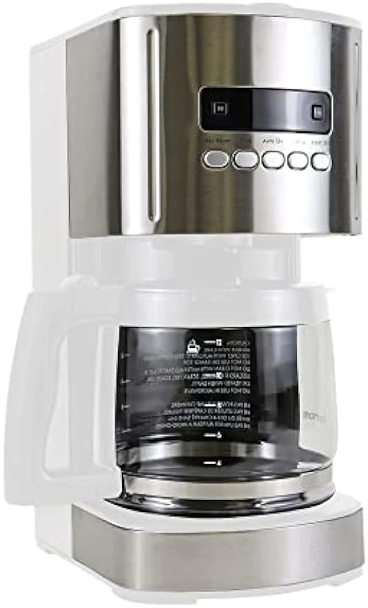 

Aroma Control 12-cup Programmable Coffee Maker, White and Stainless Steel Drip Coffee Machine, Glass Carafe